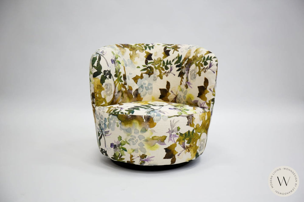 Dreh- & Schaukelsessel Modell Donna mit Hocker in Stoff Impression Bullfrog