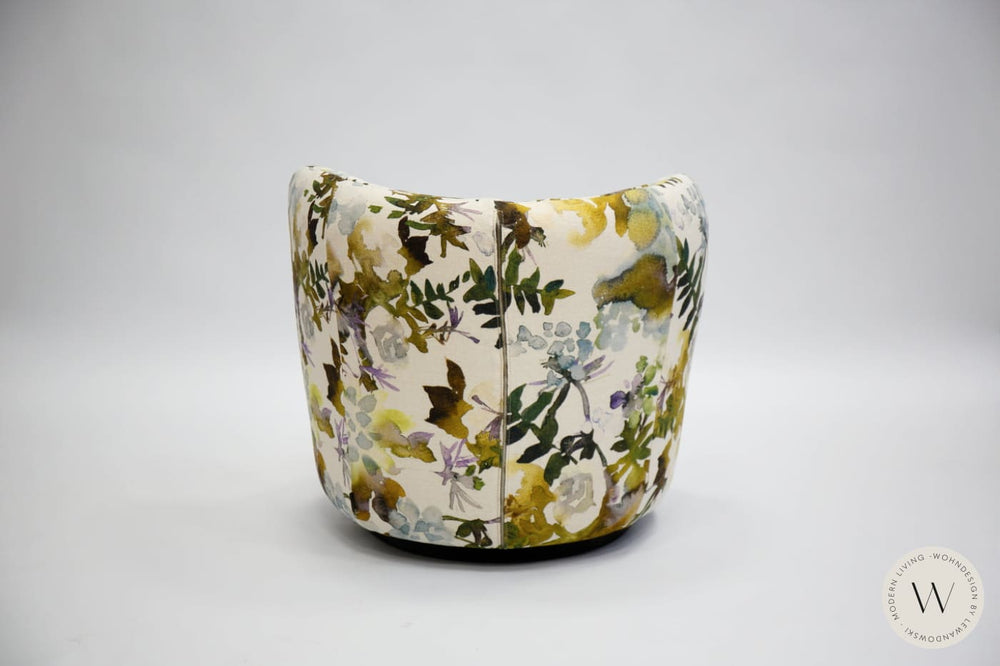 Dreh- & Schaukelsessel Modell Donna mit Hocker in Stoff Impression Bullfrog