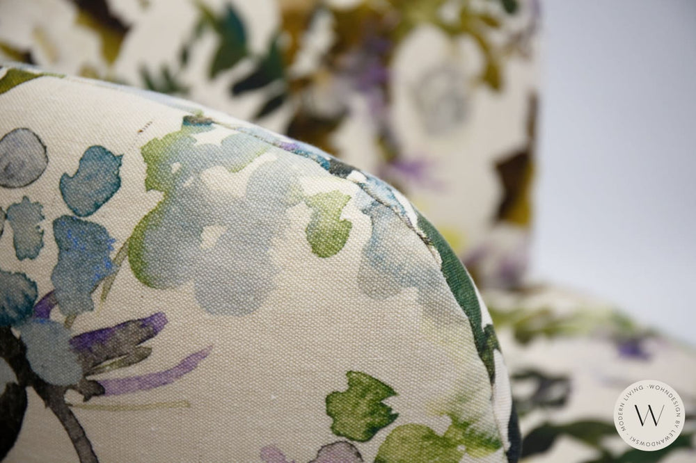 Dreh- & Schaukelsessel Modell Donna mit Hocker in Stoff Impression Bullfrog