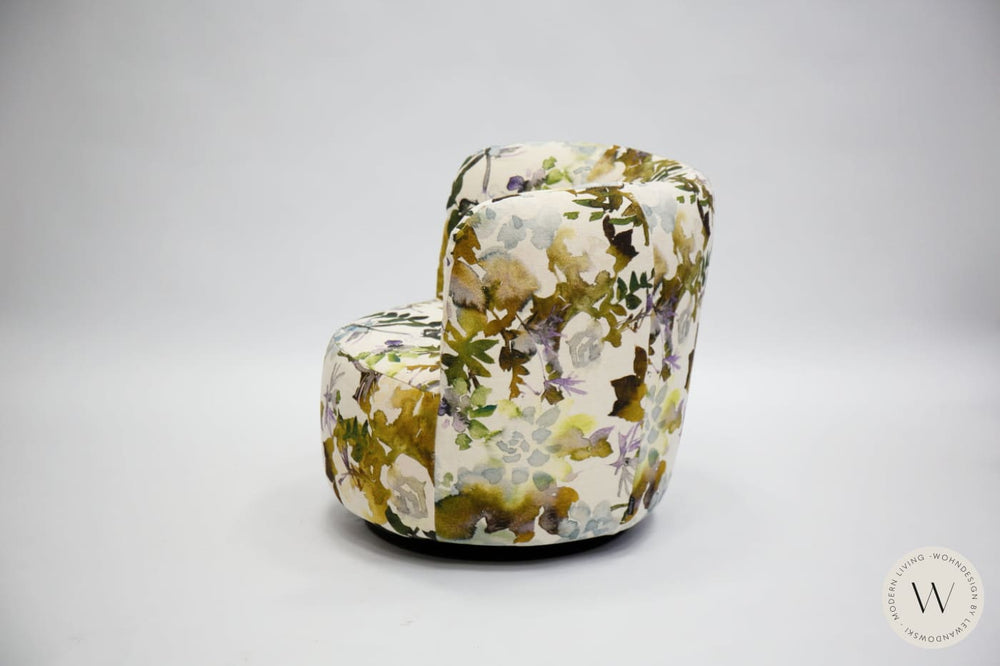 Dreh- & Schaukelsessel Modell Donna mit Hocker in Stoff Impression Bullfrog