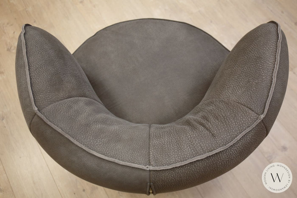 Dreh- und Schaukelsessel Donna mit Hocker in Leder Rhino elefant Bullfrog