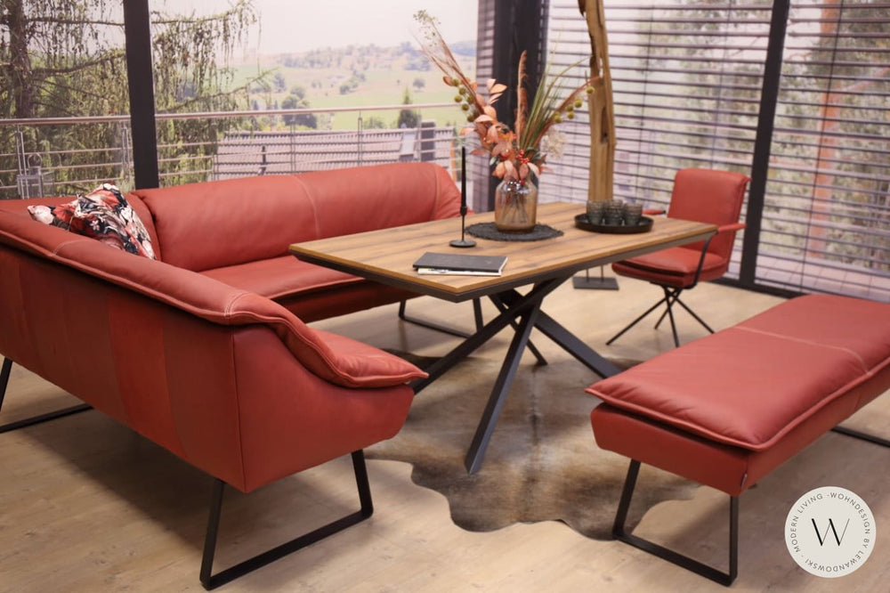 Eckbank Modell Alino in Leder A India chilli Koinor