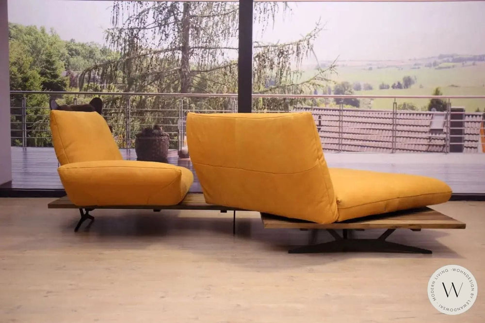 Eckgarnitur Modell Marilyn Leder A India sun mit Wildnussbaum Koinor