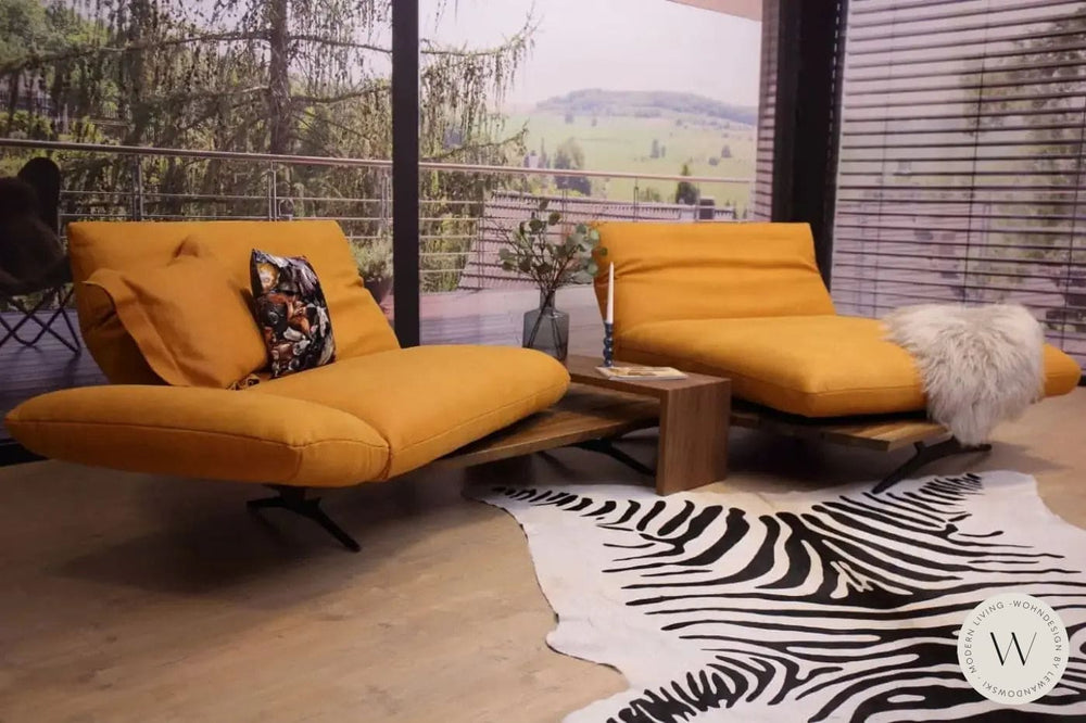 Eckgarnitur Modell Marilyn Leder A India sun mit Wildnussbaum Koinor