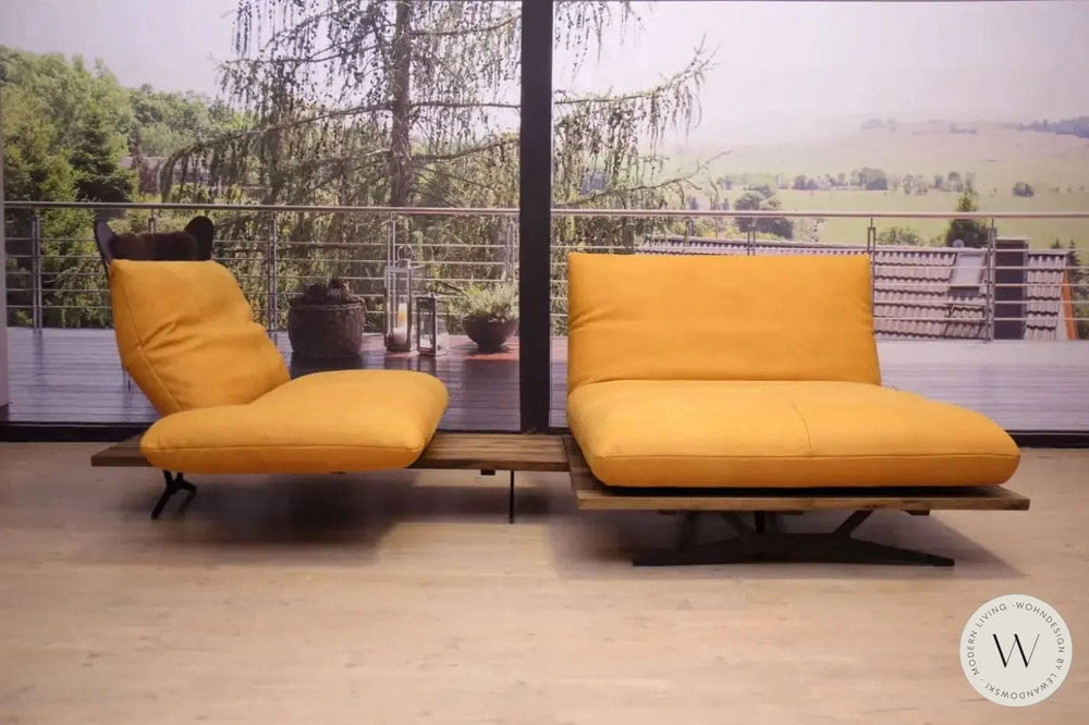 Eckgarnitur Modell Marilyn Leder A India sun mit Wildnussbaum Koinor