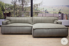 Eckgarnitur Platani In Stoff Corduroy Steel (Liege Rechts) Couchgarnituren