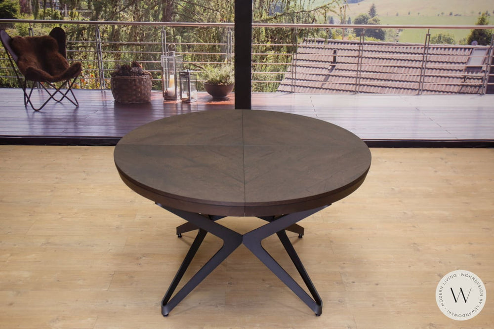 Esstisch Modell Big Round (ausziehbar) in Alt-Eiche PZ 94 Ozzio®Italia