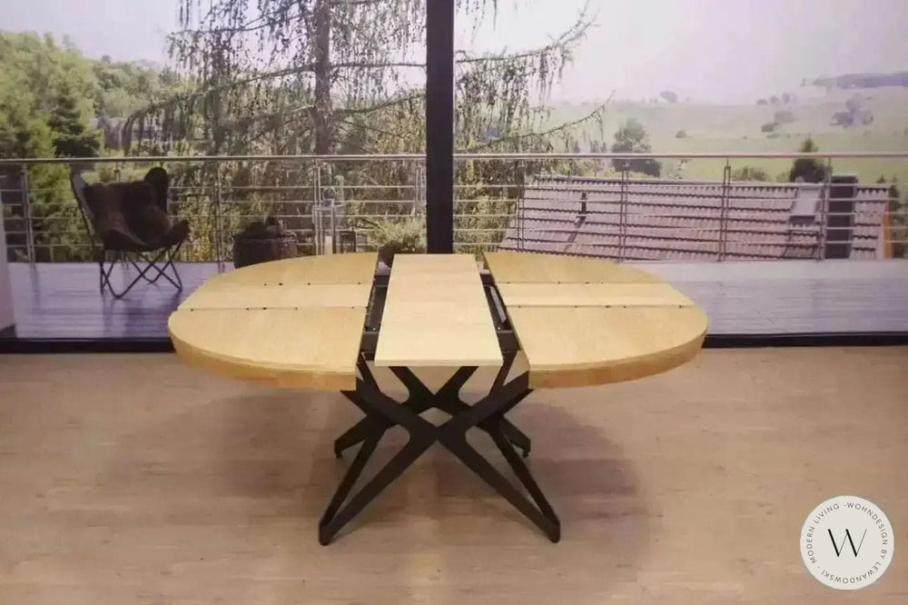 Esstisch Modell Big Round (ausziehbar) in Wildeiche natur Ozzio®Italia