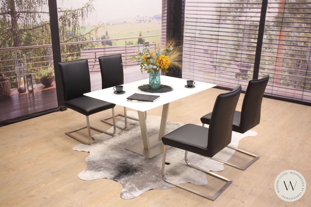 Esstisch Modell P 4400/E ausziehbar in Optiwhite 140 cm Ronald Schmitt