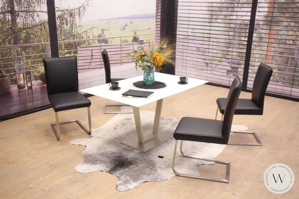 Esstisch Modell P 4400/E ausziehbar in Optiwhite 140 cm Ronald Schmitt