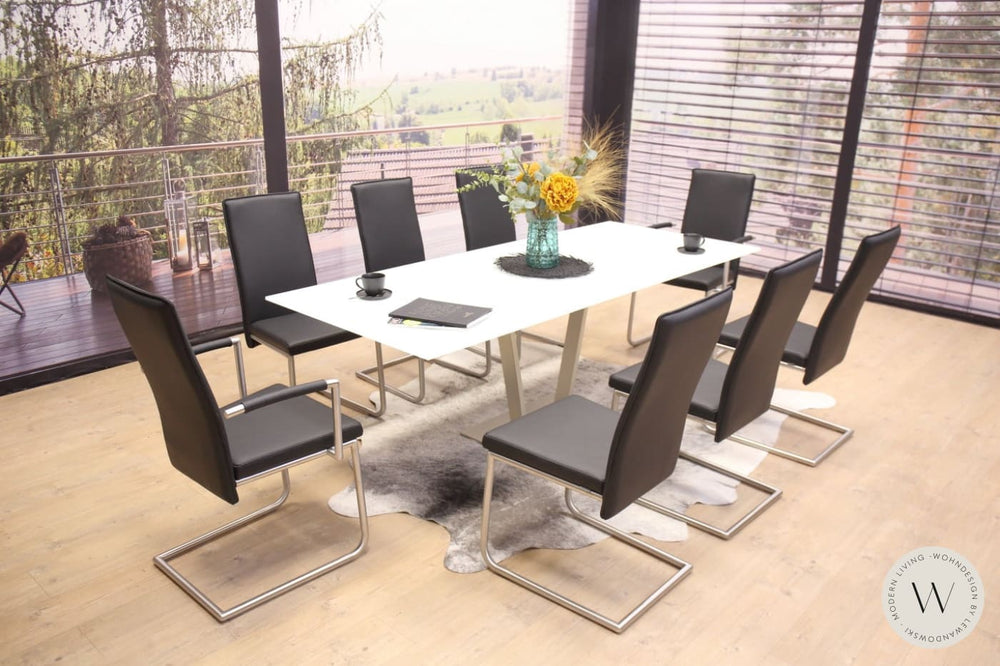 Esstisch Modell P 4400/E ausziehbar in Optiwhite 140 cm Ronald Schmitt