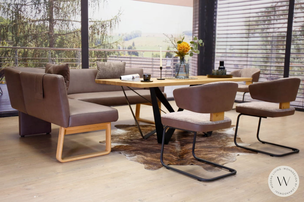 Esstischgruppe Modell 4350 mit 3 Stühlen in Lederoptik K+W Silaxx