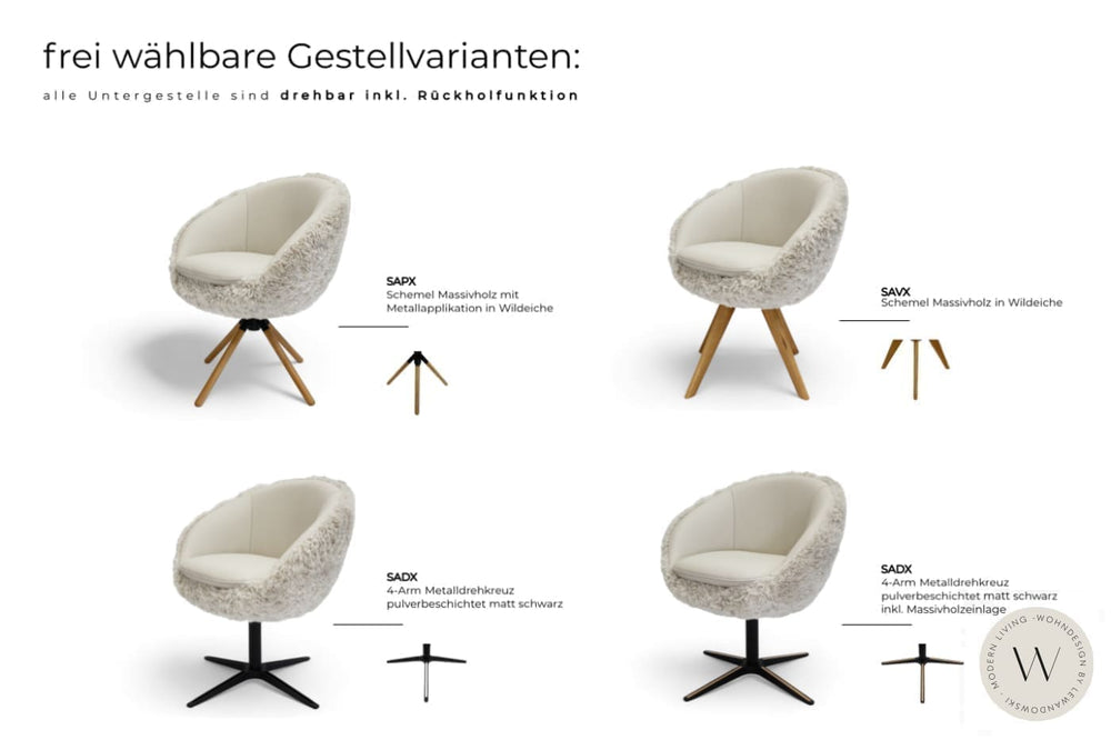 Esszimmerstuhl Modell 1291 Mikrofaser Bison / Stoff Doodle / Schemel in Massivholz Koinor