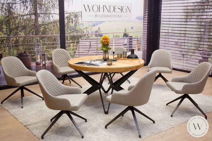 Esszimmerstuhl Modell Gilda in Leder Coffee Cream (6+1 Stuhl)