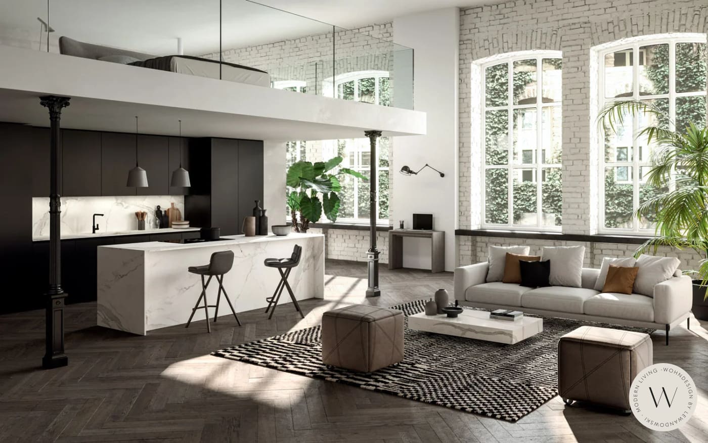 Funktionstisch Modell Box in Keramik Calacatta Gold (höhenverstellbar) Ozzio®Italia