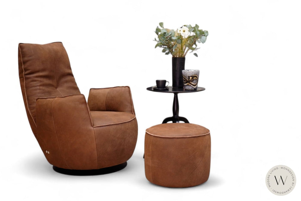 Modell Blobb.De Luxe inkl. Hocker Leder Rhino tabak Bullfrog