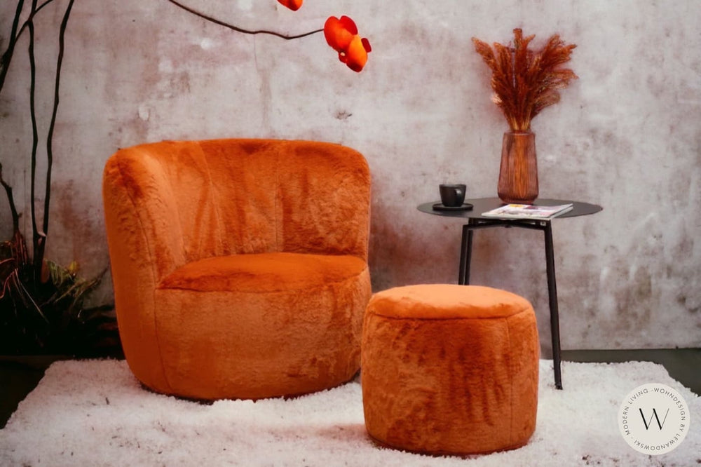 Modell Donna inkl. Hocker in Stoff Fuzzy Bullfrog