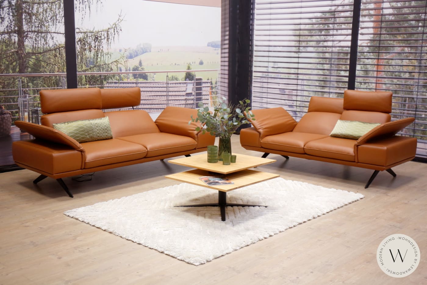 Modell Elements 2 Sofas in Leder X hazel