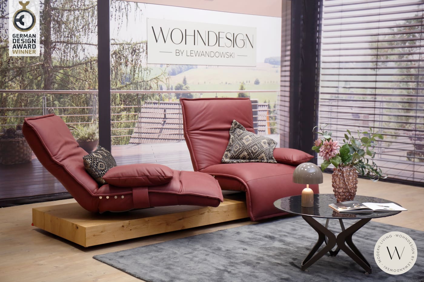 Modell EPOS 3 in Leder D Velvet rubin inkl. Armteilkissen