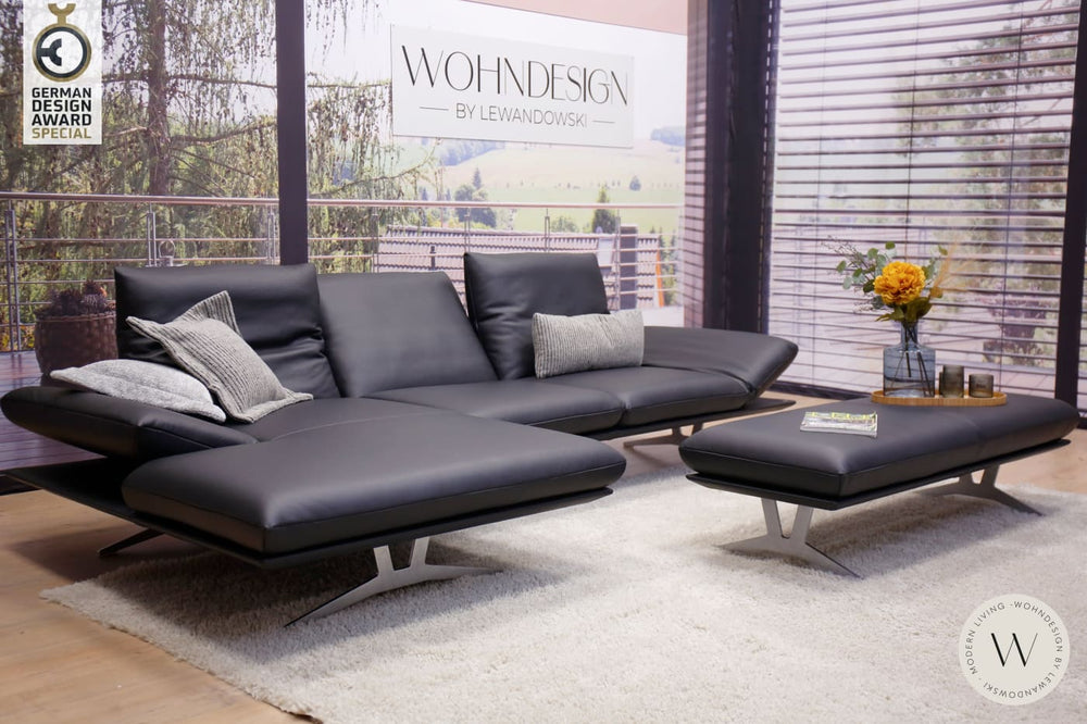 Modell Francis inkl. Hockerbank in Leder B Bull nero Koinor