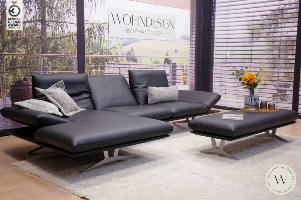 Modell Francis inkl. Hockerbank in Leder B Bull nero Koinor