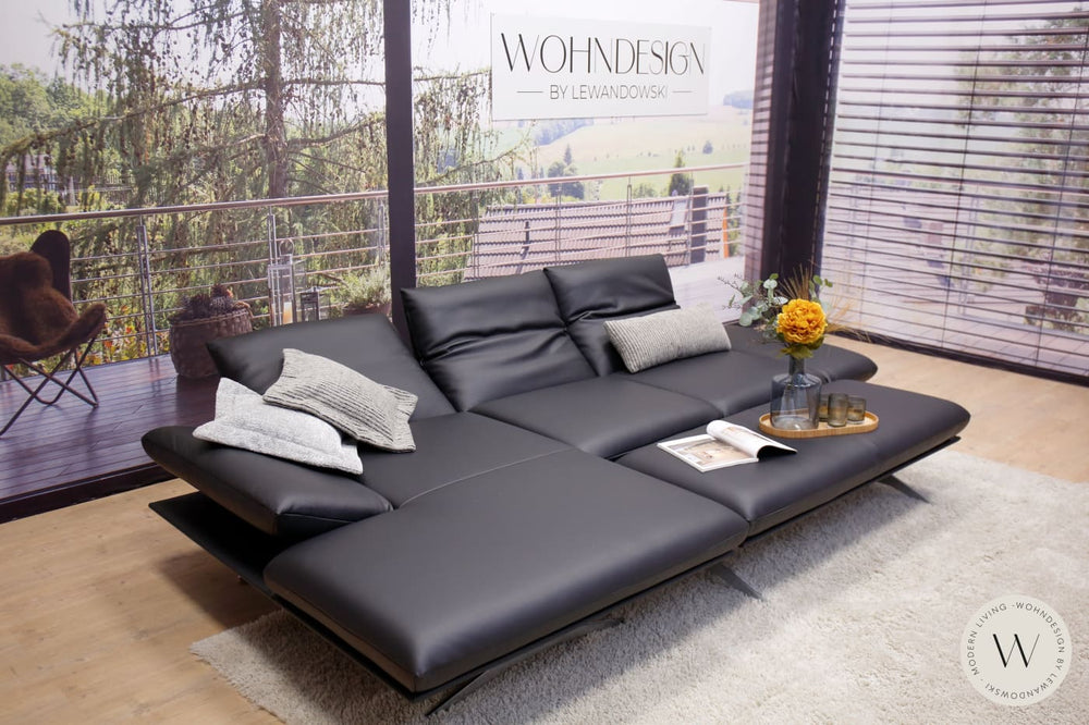 Modell Francis inkl. Hockerbank in Leder B Bull nero Koinor