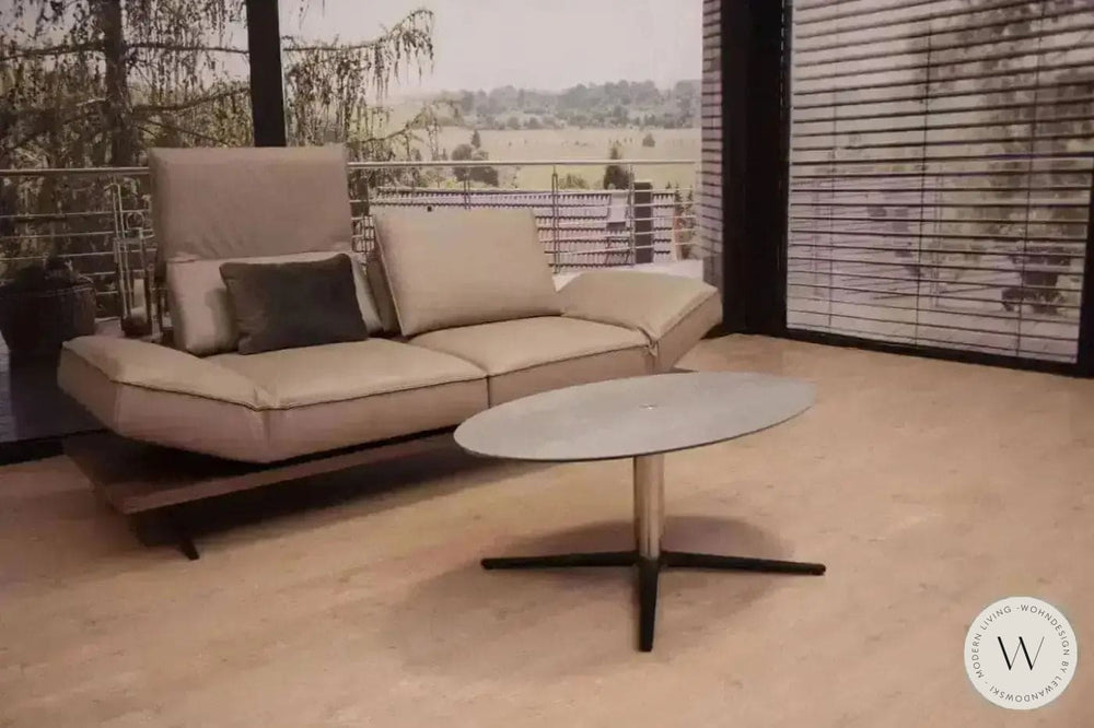 Couchtisch oval P432 Duo höhenverstellbar Keramik Zement grau Ronald Schmitt