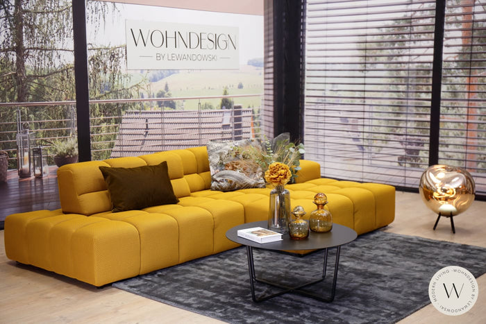 Modell Temple inkl. Sitztiefenverstellung in Stoff Tecno mustard