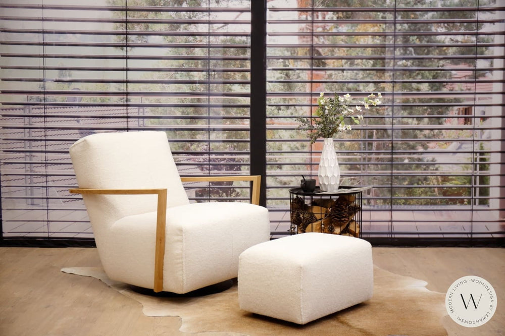 Modell Twister mit Hocker in Stoff Smart Lamb Bullfrog