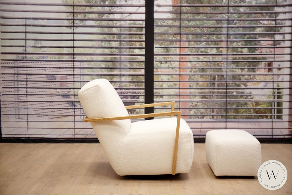 Modell Twister mit Hocker in Stoff Smart Lamb Bullfrog