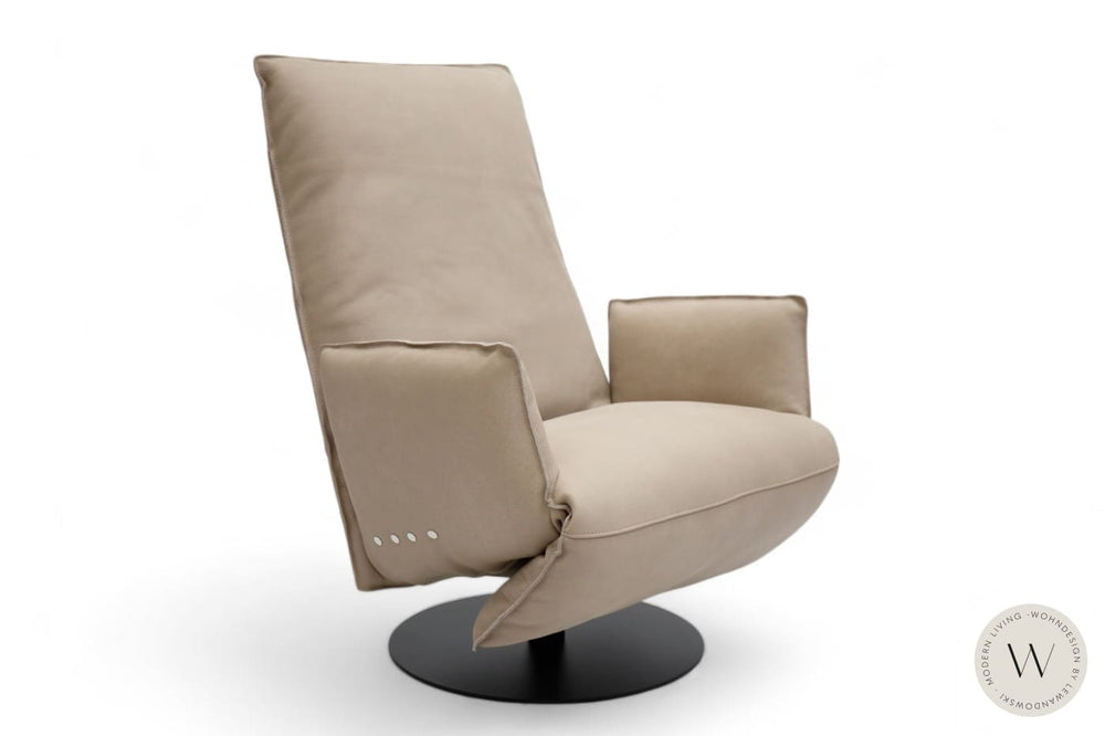 Relaxsessel Modell Baboo in Leder Rhino beigegrau Bullfrog