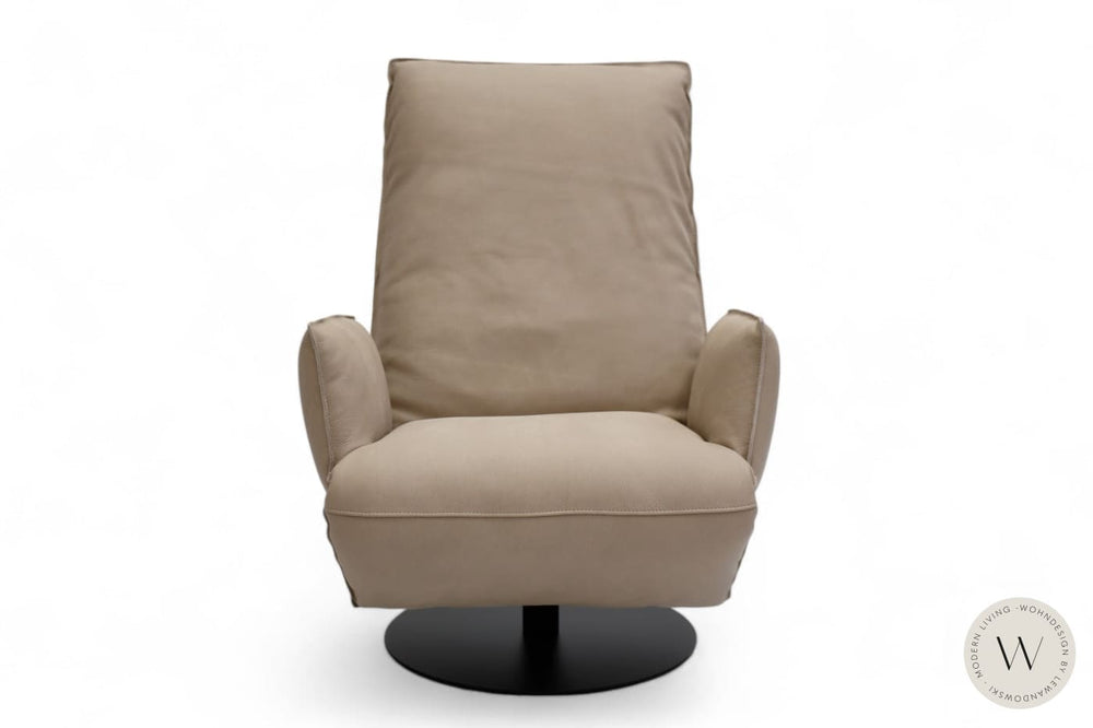 Relaxsessel Modell Baboo in Leder Rhino beigegrau Bullfrog