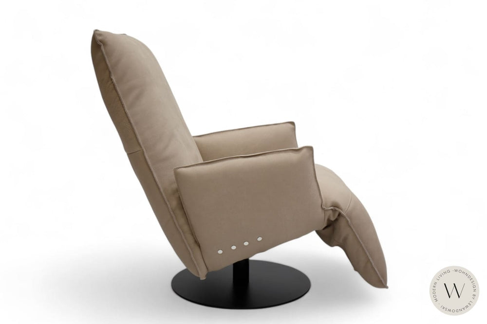 Relaxsessel Modell Baboo in Leder Rhino beigegrau Bullfrog