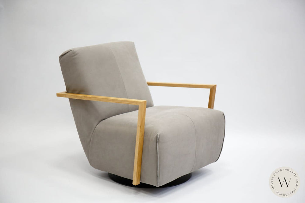 Relaxsessel Modell Twister inkl. Hocker in Leder Alpaca Bullfrog