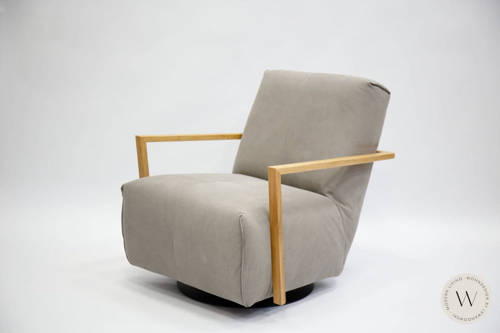 Relaxsessel Modell Twister inkl. Hocker in Leder Alpaca Bullfrog