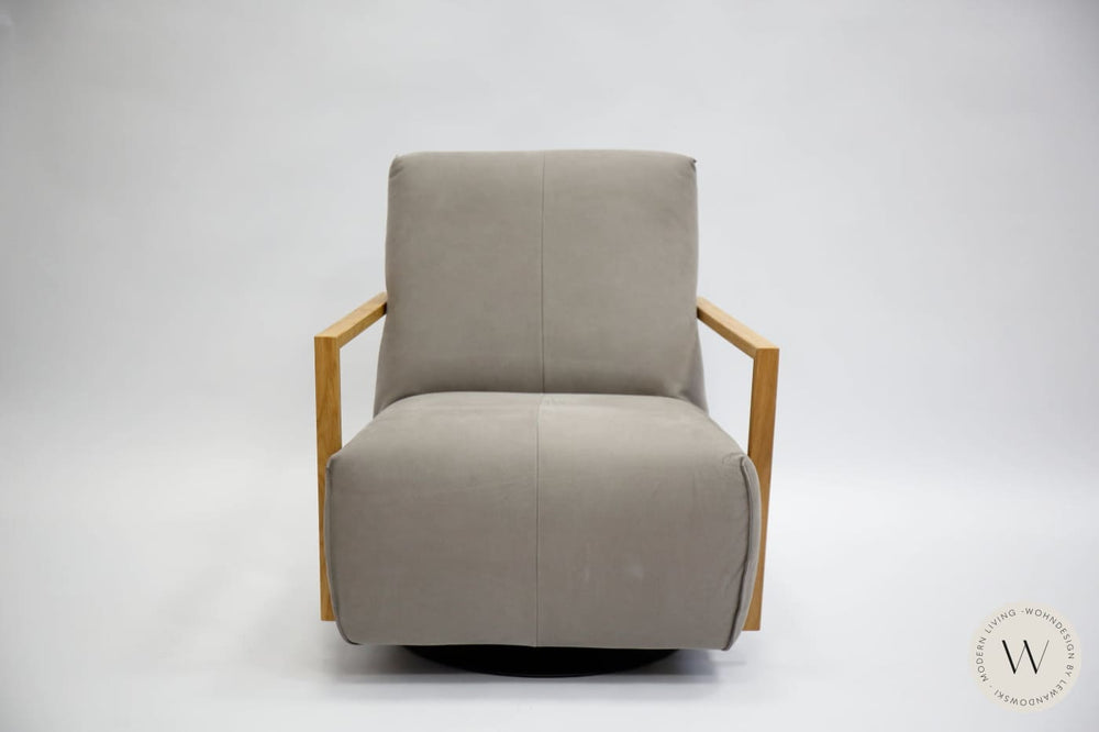 Relaxsessel Modell Twister inkl. Hocker in Leder Alpaca Bullfrog