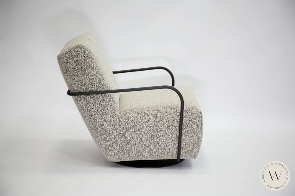Relaxsessel Twister & Hocker in Stoff Q2 Emotion black/white Bullfrog