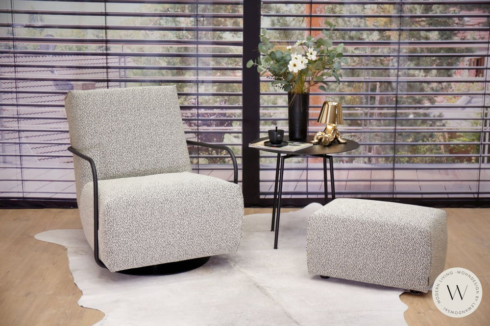 Relaxsessel Twister & Hocker in Stoff Q2 Emotion black/white Bullfrog