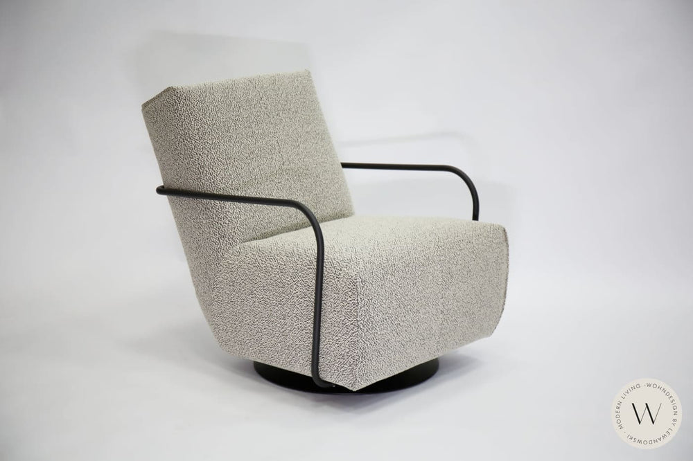 Relaxsessel Twister & Hocker in Stoff Q2 Emotion black/white Bullfrog