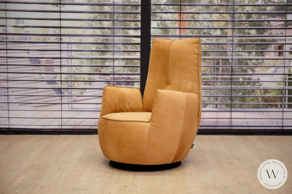 Sessel Blobb.De Luxe inkl. Hocker in Leder Crazy nubuk tabak Bullfrog