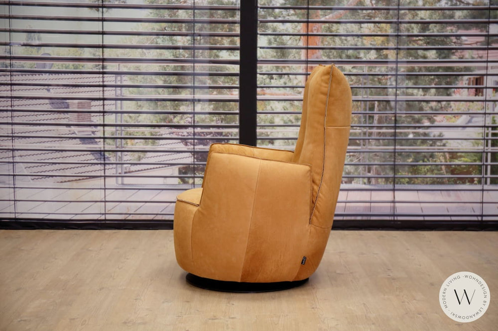 Sessel Blobb.De Luxe inkl. Hocker in Leder Crazy nubuk tabak Bullfrog