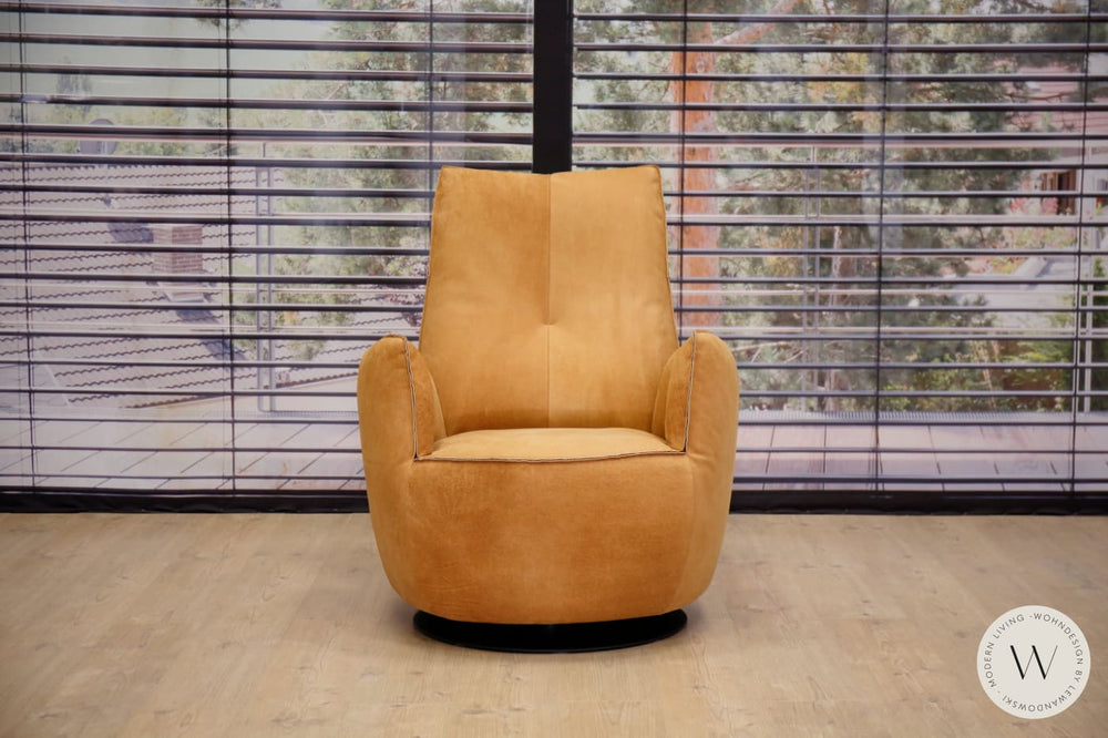 Sessel Blobb.De Luxe inkl. Hocker in Leder Crazy nubuk tabak Bullfrog