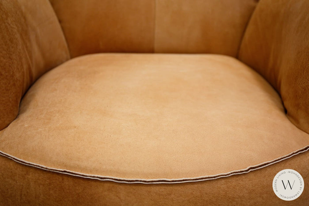 Sessel Blobb.De Luxe inkl. Hocker in Leder Crazy nubuk tabak Bullfrog