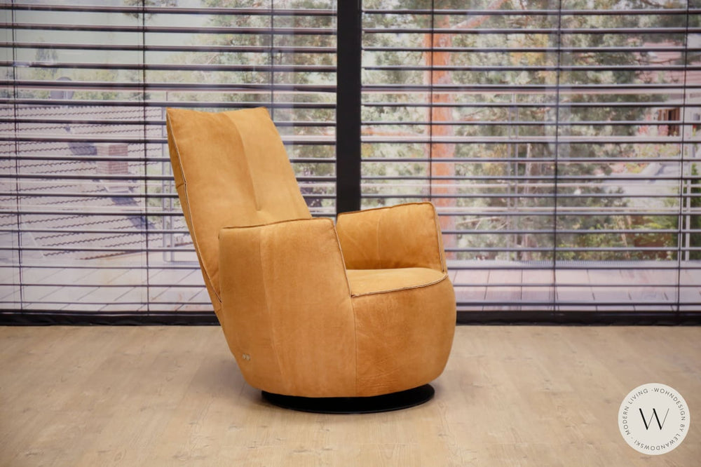 Sessel Blobb.De Luxe inkl. Hocker in Leder Crazy nubuk tabak Bullfrog