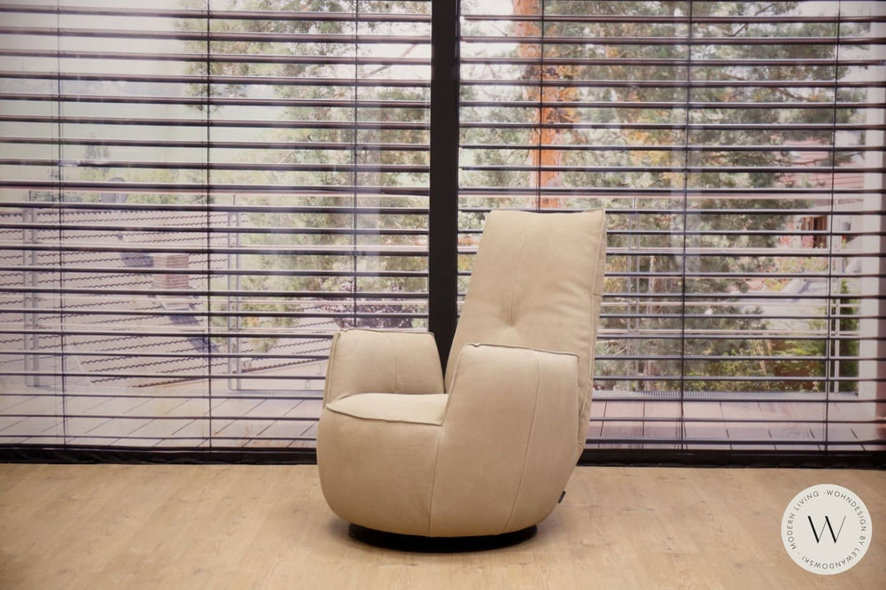 Sessel Blobb.De Luxe inkl. Hocker in Leder Rhino beigegrau Bullfrog