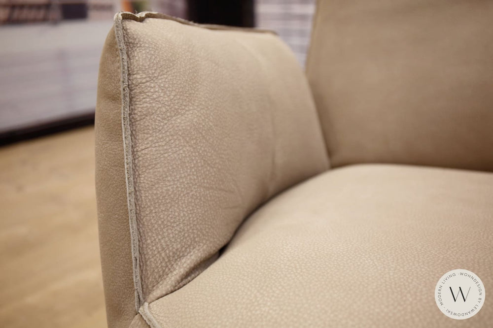 Sessel Blobb.De Luxe inkl. Hocker in Leder Rhino beigegrau Bullfrog