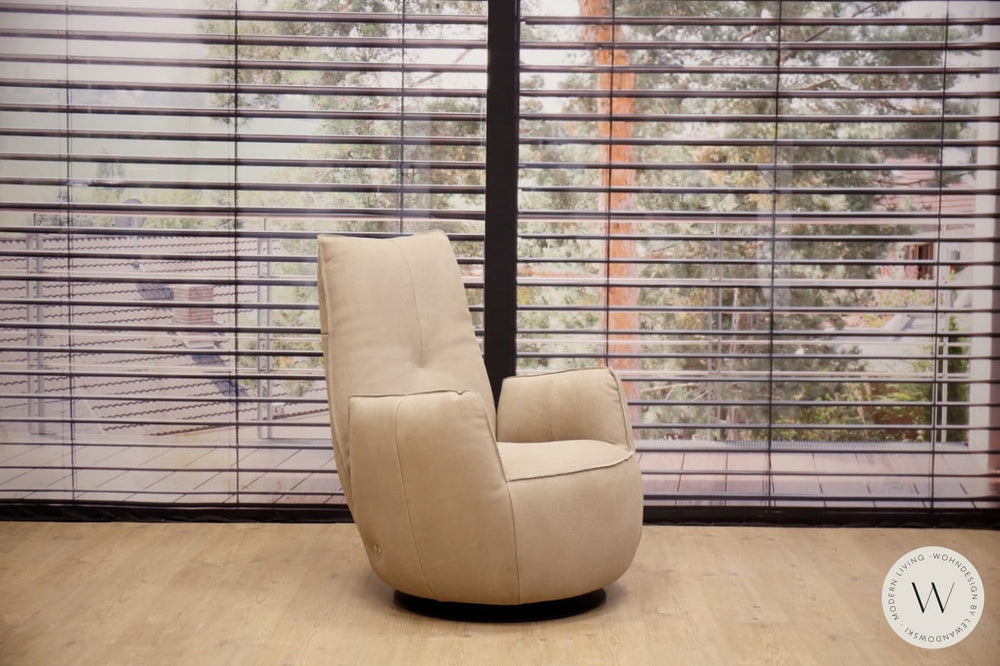 Sessel Blobb.De Luxe inkl. Hocker in Leder Rhino beigegrau Bullfrog
