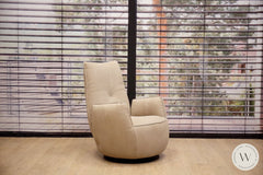 Sessel Blobb.deluxe Inkl. Hocker In Leder Rhino Beigegrau