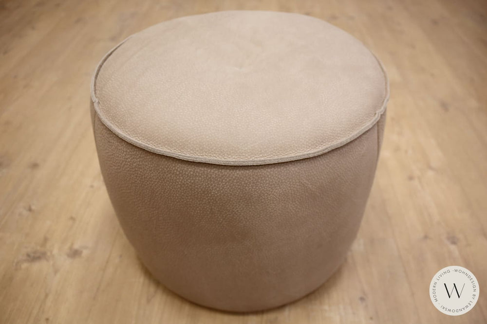Sessel Blobb.De Luxe inkl. Hocker in Leder Rhino beigegrau Bullfrog