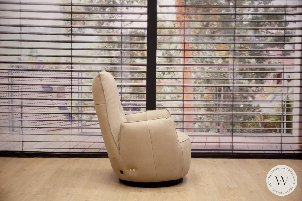 Sessel Blobb.De Luxe inkl. Hocker in Leder Rhino beigegrau Bullfrog
